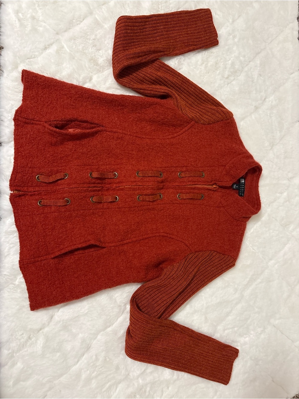 Rust orangeWomen’s Knit Zip Cardigan Sweater